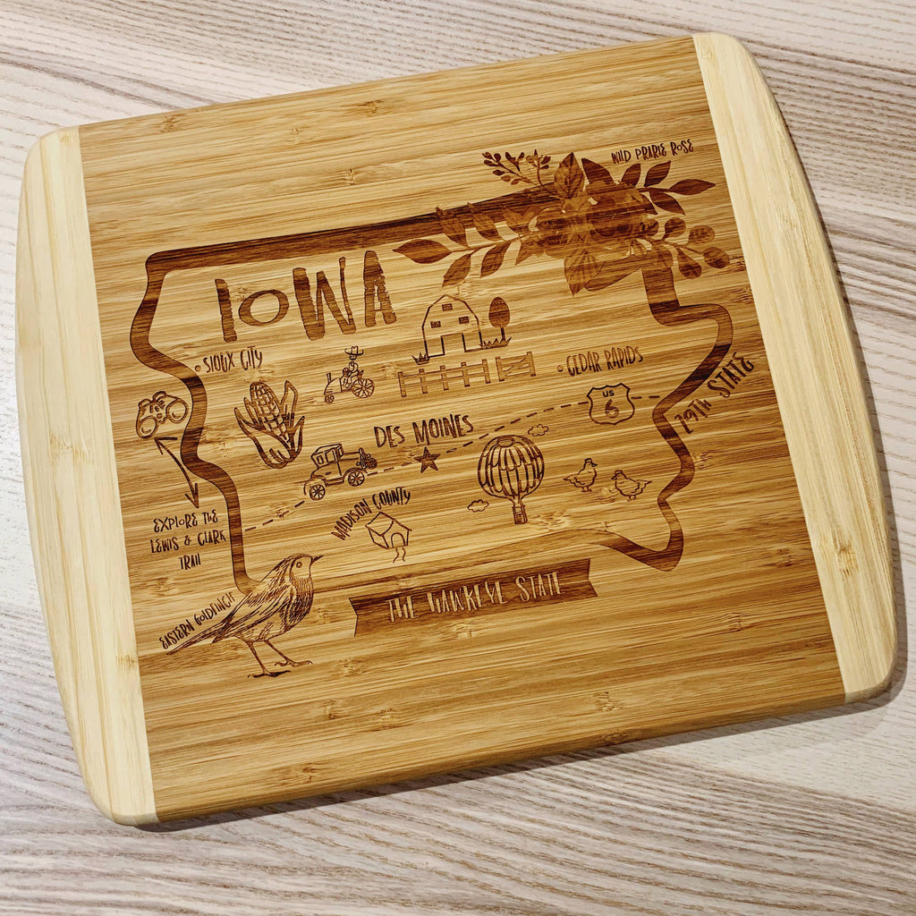 State Map Small Bamboo Cheese/Cutting Board