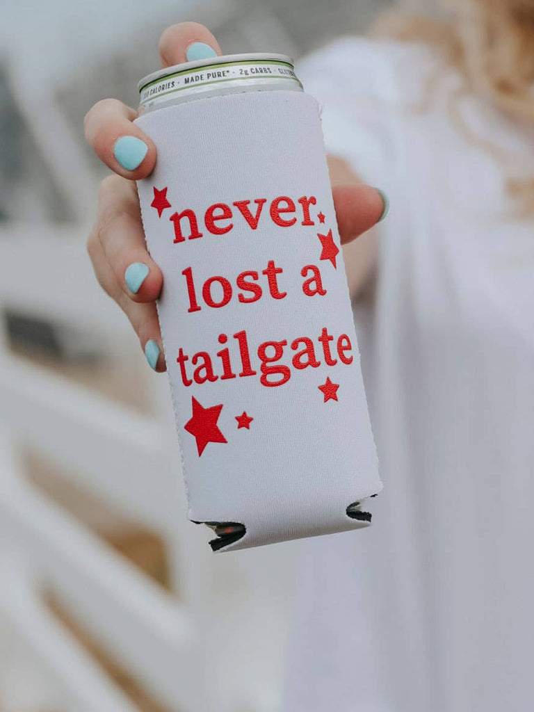 Never Lost a Tailgate Tall Drink Koozie