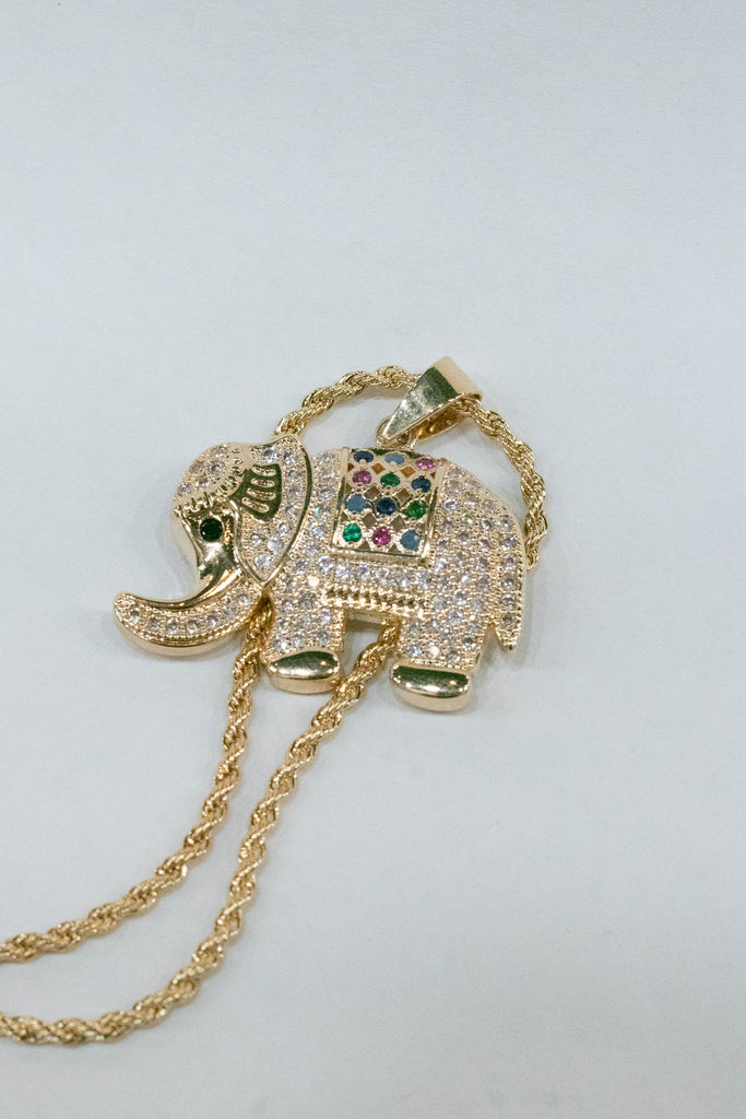 18K Gold Filled Elephant Necklace Rope Chain 2862