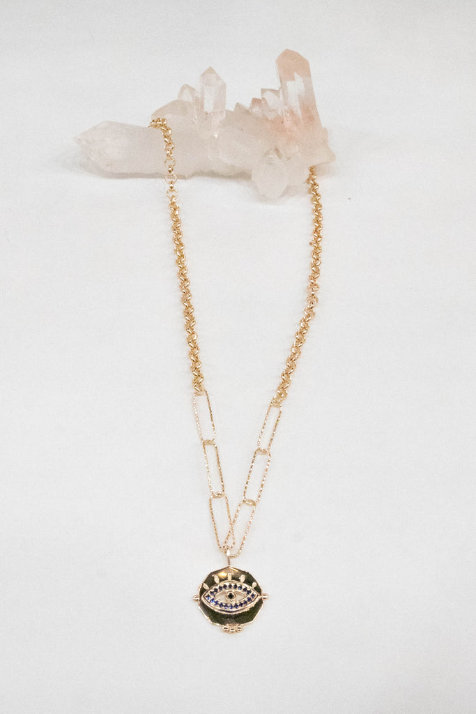 18k Gold Filled Snow Eye Decagon Necklace 2708