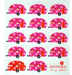 Pink Caravan Campers Swedish Dishcloth