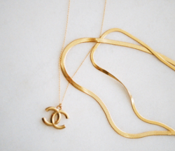 CC Logo Skinny Gold Necklace 16" Chain