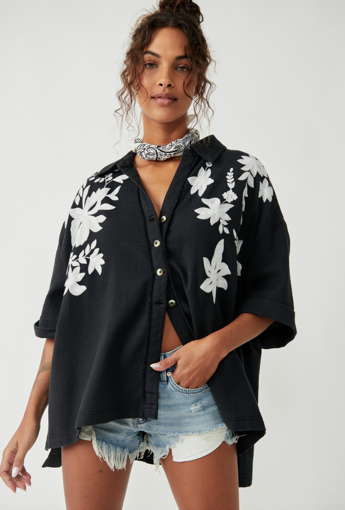 Flowers Embroidered Shirt- Free People