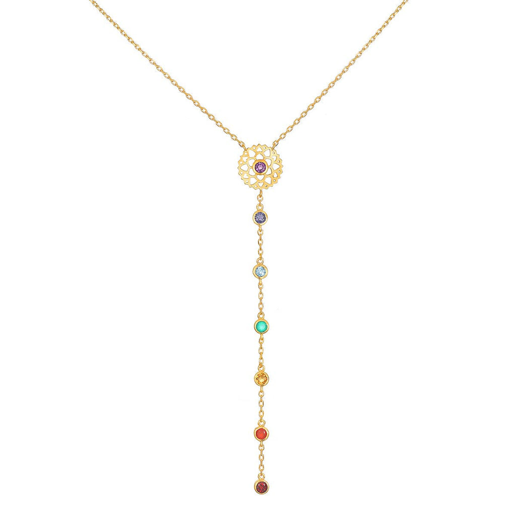 7 Chakra stone Y Necklace (Crown)