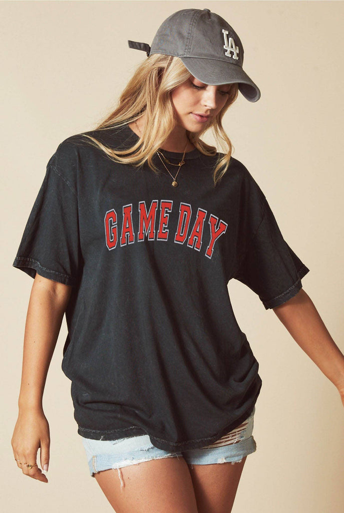 GAME DAY Mineral Washed Graphic Top