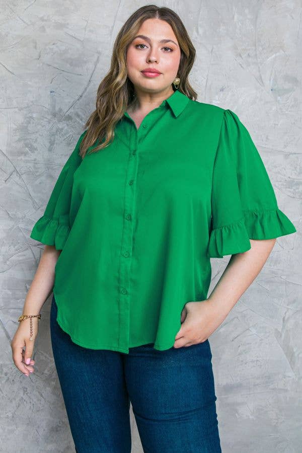 Emerald Solid Woven Top