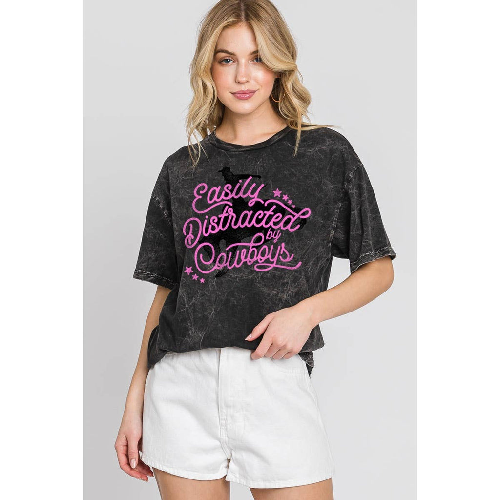 EASILY DISTRACTED BY COWBOYS MINERAL GRAPHIC TEE